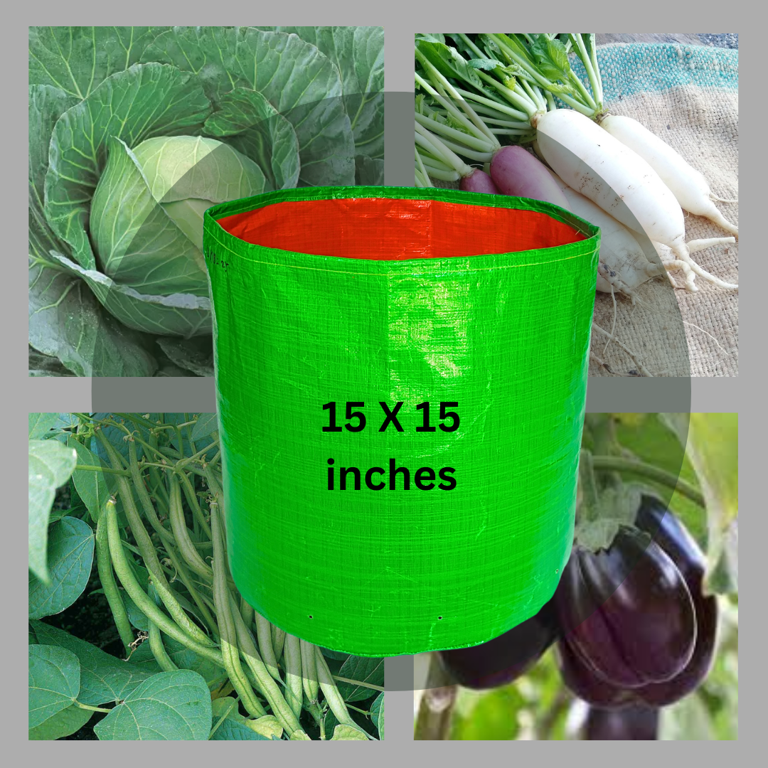 Green/orange Round Grow Bag 15x18, For Growing Plants